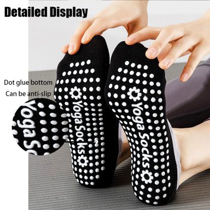 6 Pairs Women Yoga Socks  Non-Slip Grips Straps For Added Balance And Stability Ideal For Pilates Pure Barre Ballet Dance Barefoot - Image 2