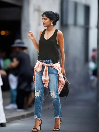 Stretchy Boyfriend Jeans For Women - Ripped, Distressed, Comfortable Denim Pants With Five-Pocket Design, Faded Wash, And Relaxed Fit Amazon Don't Sell - Image 3