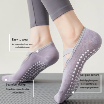 6 Pairs Women Yoga Socks  Non-Slip Grips Straps For Added Balance And Stability Ideal For Pilates Pure Barre Ballet Dance Barefoot - Image 4