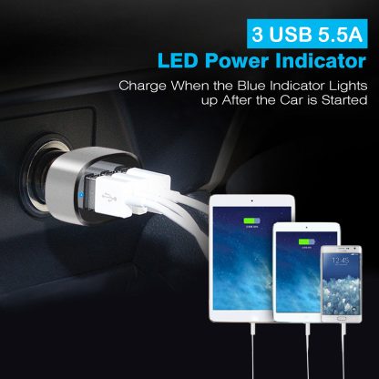 1Pc 3Port USB Car Charger  30W 5.5A For IOS Phone 16 15 14 And More - Image 3