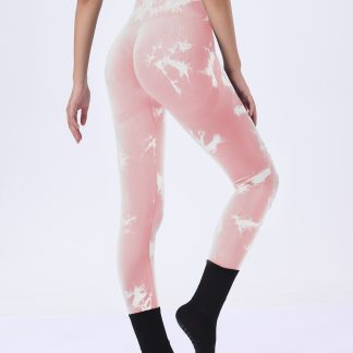 Butt Lifting Yoga Gym Athletic Pants, Hollow Out Tummy Control Sports Leggings Tie Dye Running Pants