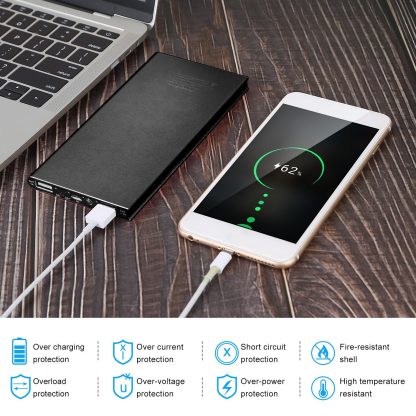 20000mAh Power Bank Ultra-thin External Battery Pack Phone Charger Dual USB Port - Image 10