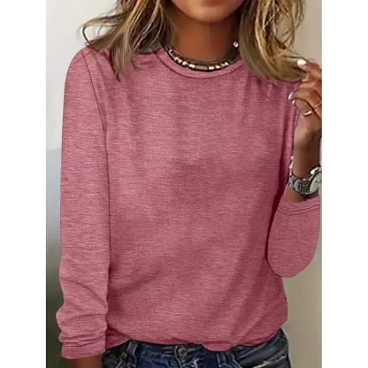 4 Pack Womens T Shirts Long Sleeve Crew Neck Basic Tee Soft Casual Loose Fit Fall Tops Outfits - Image 3