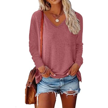 4 Pack Long Sleeve Tops For Women V Neck Dressy Basics Tees Casual Trendy Loose Fit T Shirts - Image 3