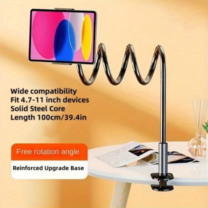 Updated Gooseneck Tablet Holder Stand For Bed 39.4inch Adjustable Flexible Arm Tablets Mount Clamp On Table - Image 4