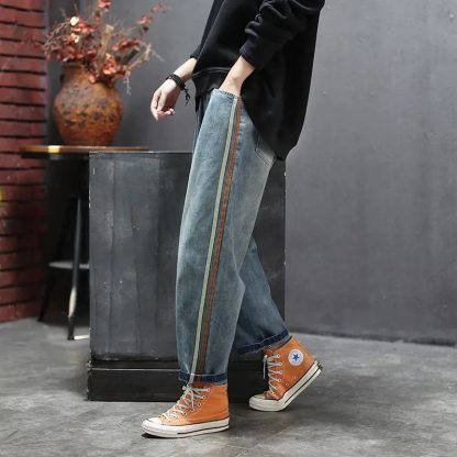 Artsy Side Striped Patchwork Jeans - Image 3