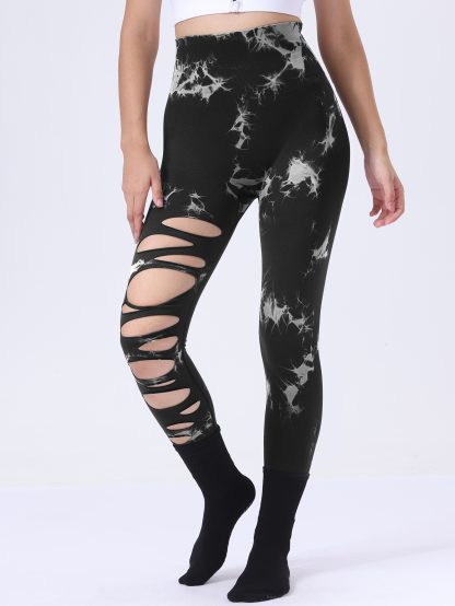 4 Pack Tie-dye Workout Leggings For Women HighWaist Seamless Scrunch Butt Lifting Gym Yoga Pants Elastic Pants - Image 9