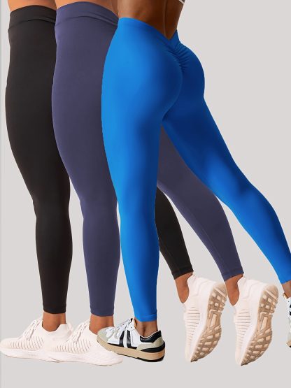 3 Pack Women's Yoga Leggings With High Waistband, Moisture-Wicking, And Stretchy, Perfect For Outdoor Activities And Fitness - Image 5