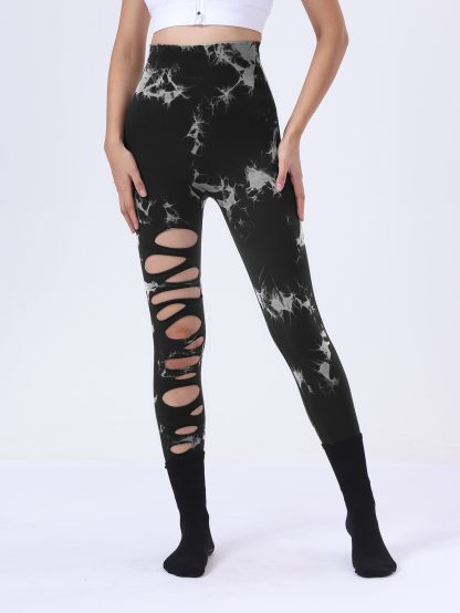 4 Pack Tie-dye Workout Leggings For Women HighWaist Seamless Scrunch Butt Lifting Gym Yoga Pants Elastic Pants - Image 4