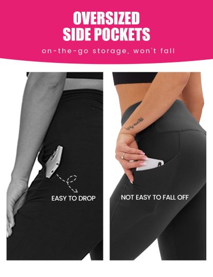 Yoga Pants - Cropped High-waisted Slanted Pockets Polyester Double Grinding Army Green Camouflage - Image 5