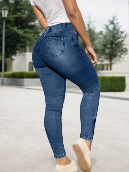 Multi-pocket High-stretch Mid-rise Zipper-hem Skinny Pencil Pants, Urban Style Women's Jeans And Clothing Cargo Jeans Amazon Don't Sell - Image 4