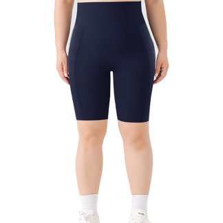 Yoga Pants - Five-point High-waisted Oblique Pockets To Tuck The Abdomen Solid Color Zhangqing
