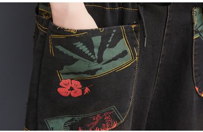 Women's Fashion Plus Size Age Reduction Print Suspender Jeans - Image 2
