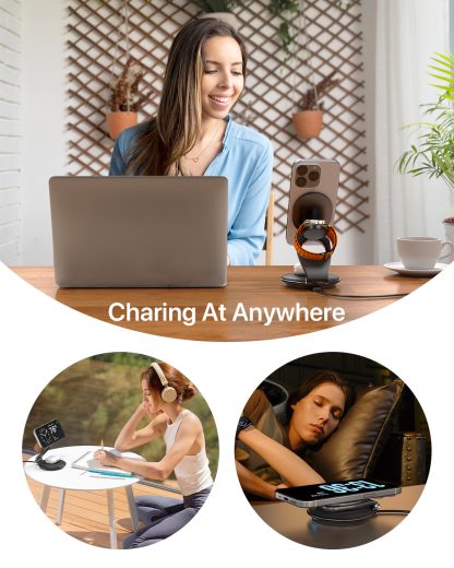 3 In 1 Wireless Travel Magsafe Charger Station For Multiple Devices Magnetic Foldable Charger 30W Charger Included - Image 2