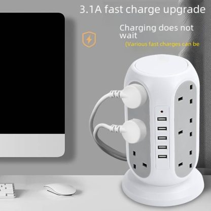 Home Multifunctional Five-hole USB Fast Charging Socket With Wire American Standard Plug, With Overload Protection Function - Image 5