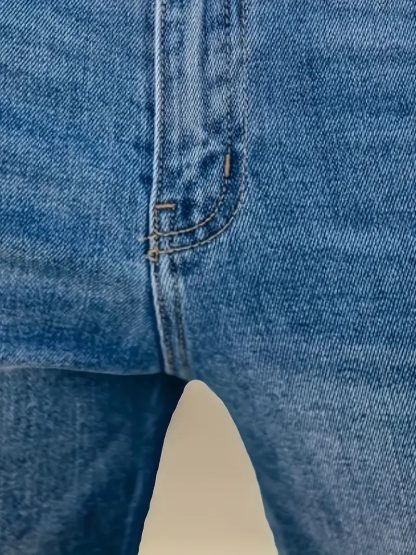 Women's High-Waisted Stretch Skinny Flare Jeans - Vintage Street Style, Distressed Denim With Button And Zipper Fly Closure - Comfortable Blend Casual Pants For Casual Attire - Image 4