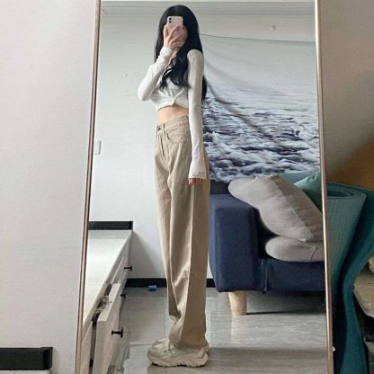 High Waist Wide Leg Jeans Ins Retro Loose Straight Mopping Pants - Image 2