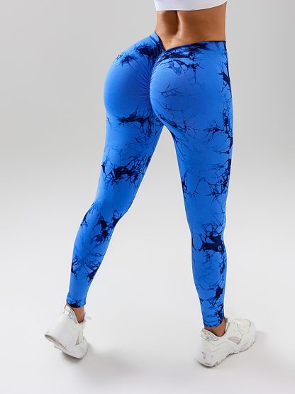 4 Pack Women's Scrunch Workout Leggings, High Waisted Butt Lifting Tie-dye V Back Waist Seamless Gym Yoga Leggings, Workout Leggings For Women Jada Leggings - Image 7