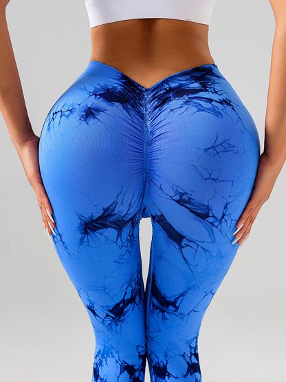 4 Pack Women's Scrunch Workout Leggings, High Waisted Butt Lifting Tie-dye V Back Waist Seamless Gym Yoga Leggings, Workout Leggings For Women Jada Leggings - Image 4
