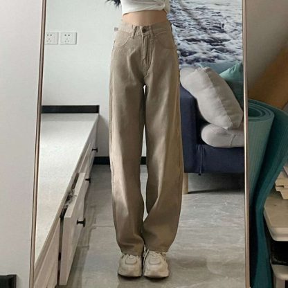 High Waist Wide Leg Jeans Ins Retro Loose Straight Mopping Pants - Image 4