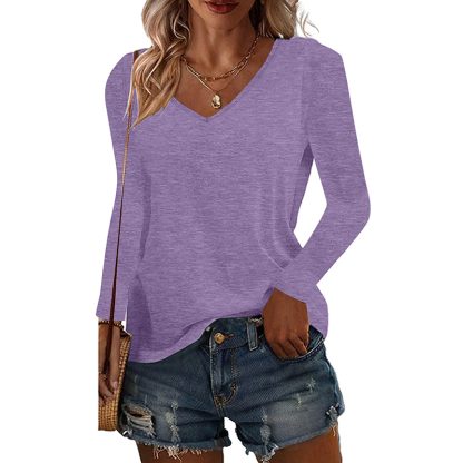 4 Pack Long Sleeve Tops For Women V Neck Dressy Basics Tees Casual Trendy Loose Fit T Shirts - Image 5