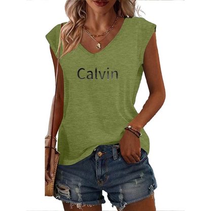 3 Pack Womens Tank Tops Loose Fit Summer Letter Print V Neck Tops Sleeveless Shirts - Image 2