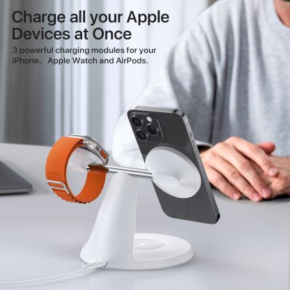 3 In 1 Wireless MagSafe Charging Station For Multiple Devices 30W Adapter Included - Image 3