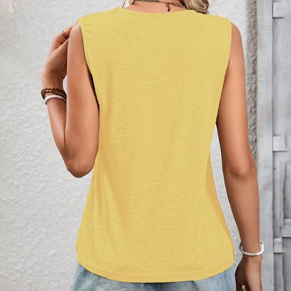 Women's Sleeveless V Neck Top Loose Fit Summer Casual Tunic Blouse Shirt - Image 6