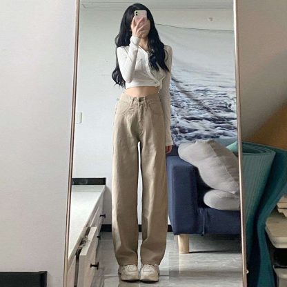 High Waist Wide Leg Jeans Ins Retro Loose Straight Mopping Pants - Image 6