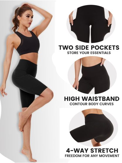 Yoga Pants - 5 Minutes High Waist, 3 Pairs Of Black, Light Purple, Medium Bean Paste - Image 5