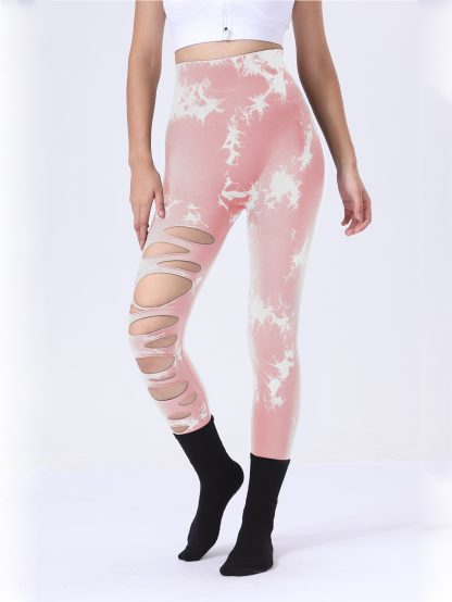 4 Pack Tie-dye Workout Leggings For Women HighWaist Seamless Scrunch Butt Lifting Gym Yoga Pants Elastic Pants - Image 5