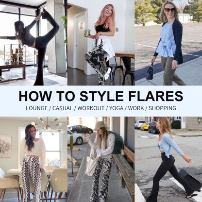 Flare Yoga Pants For Women - Soft High Waist Bootcut Leggings Tall & Long Palazzo Pants For Women - Image 4