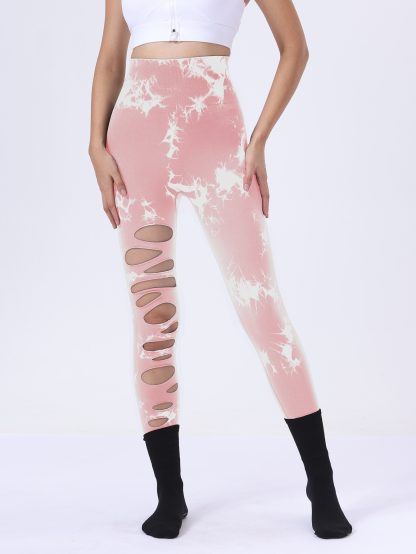 4 Pack Tie-dye Workout Leggings For Women HighWaist Seamless Scrunch Butt Lifting Gym Yoga Pants Elastic Pants - Image 7