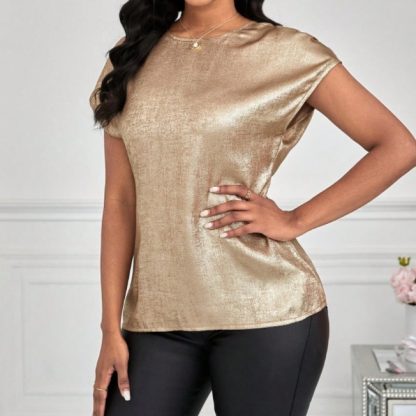 Women's Solid Color Round Neck Loose Fashion Shirt Top - Image 3