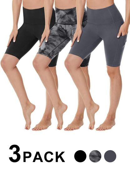 Yoga Pants - 5 Minutes High Waist 3 Pairs Of Black, Black Tie-dye, Dark Gray - Image 2