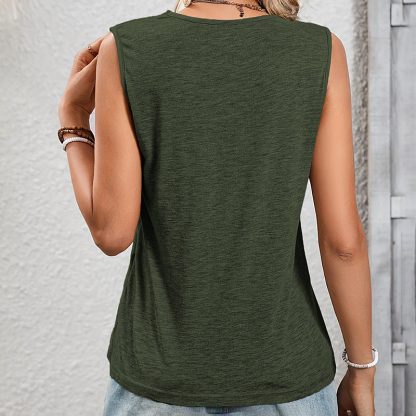 Women's Sleeveless V Neck Top Loose Fit Summer Casual Tunic Blouse Shirt - Image 10