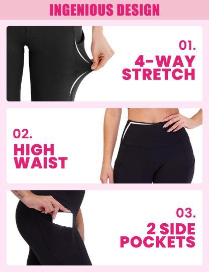 Yoga Pants - Cropped High-waisted Slanted Pockets, 3 Pieces Of Polyester Double Grind Black, Polyester Double Grind Black Tie-dye, Polyester Double Grind Blue Purple Starry Sky - Image 4