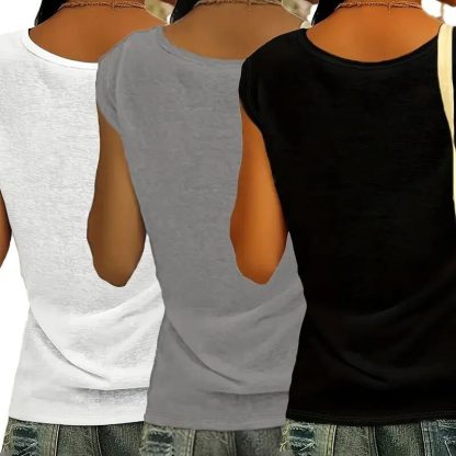 3-Pack Women's Cap Sleeve V-Neck Tank Tops Casual Loose Fit Basic Tees - Image 10