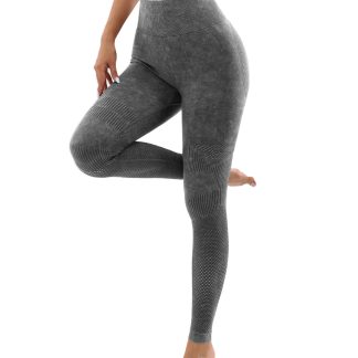 Women's Hollow Wide Band Waist Sports Leggings With Butt Ruching, Scrunch Butt Lifting Tights Seamless Yoga Tummy Control Pants