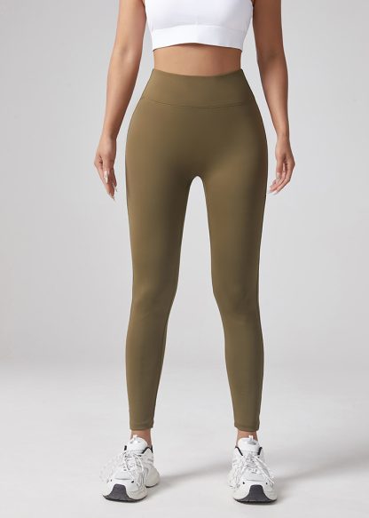 Yoga Waist Pleated Peach Hip Lifting Sports Pants For Female Workers, Pocket High Waisted Button Down Pants - Image 2