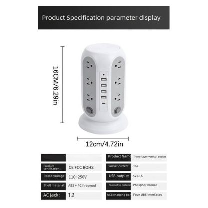Home Multifunctional Five-hole USB Fast Charging Socket With Wire American Standard Plug, With Overload Protection Function - Image 7