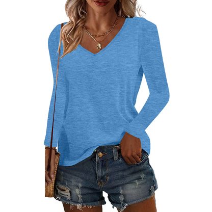 4 Pack Long Sleeve Tops For Women V Neck Dressy Basics Tees Casual Trendy Loose Fit T Shirts - Image 2