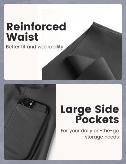 Yoga Pants - Five Points High Waist Slanted Pockets To Tuck The Abdomen Solid Color Dark Gray - Image 3