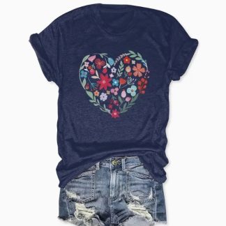 Flowers - Printed Round Neck Vest - Casual And Loose - Daily Wear - Women's Clothing