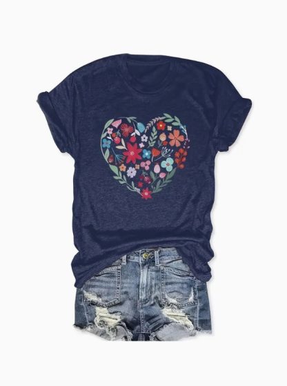 Flowers - Printed Round Neck Vest - Casual And Loose - Daily Wear - Women's Clothing