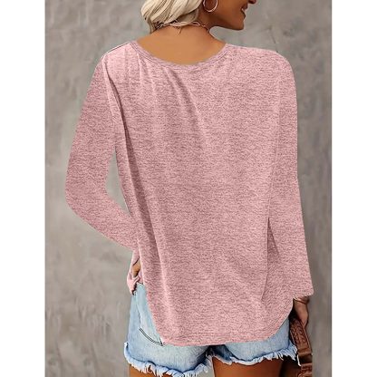 Womens Long Sleeve Shirts Fall Tops Basic Tshirts Loose Fit V Neck 3 Packs - Image 6