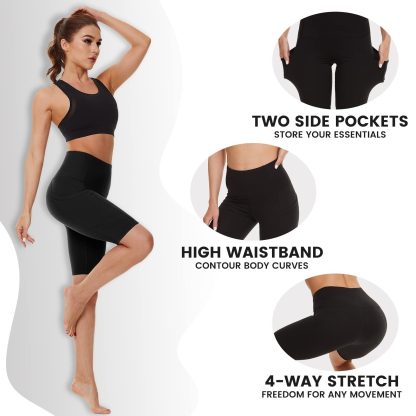 Yoga Pants - 5 Minutes High Waist 3 Pairs Of Black, Black Tie-dye, Dark Gray - Image 3