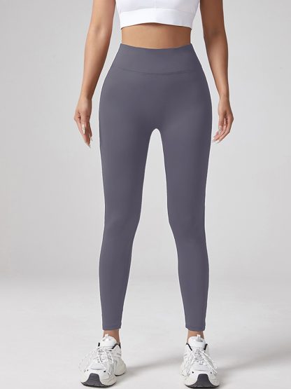 Yoga Waist Pleated Peach Hip Lifting Sports Pants For Female Workers, Pocket High Waisted Button Down Pants - Image 7