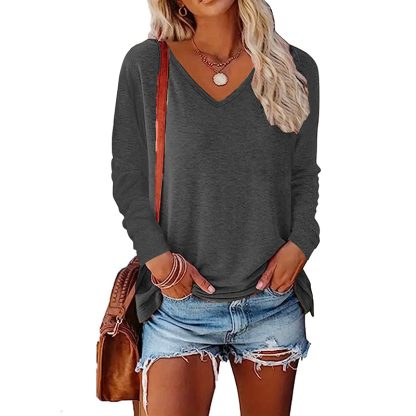 4 Pack Long Sleeve Tops For Women V Neck Dressy Basics Tees Casual Trendy Loose Fit T Shirts - Image 9