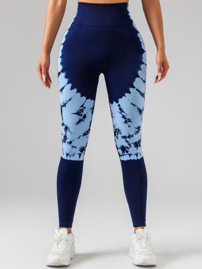 Tie-dye Women's Yoga Leggings With High Waistband, Moisture-Wicking, And Stretchy, Perfect For Outdoor Activities And Fitness - Image 2